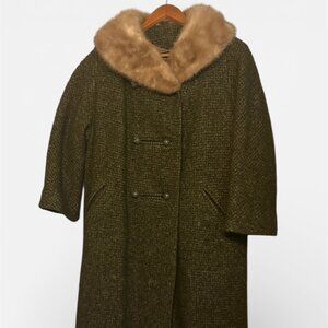 Vintage Dark Green Coat w/ Mink Collar – Workers Union – Loual Originals